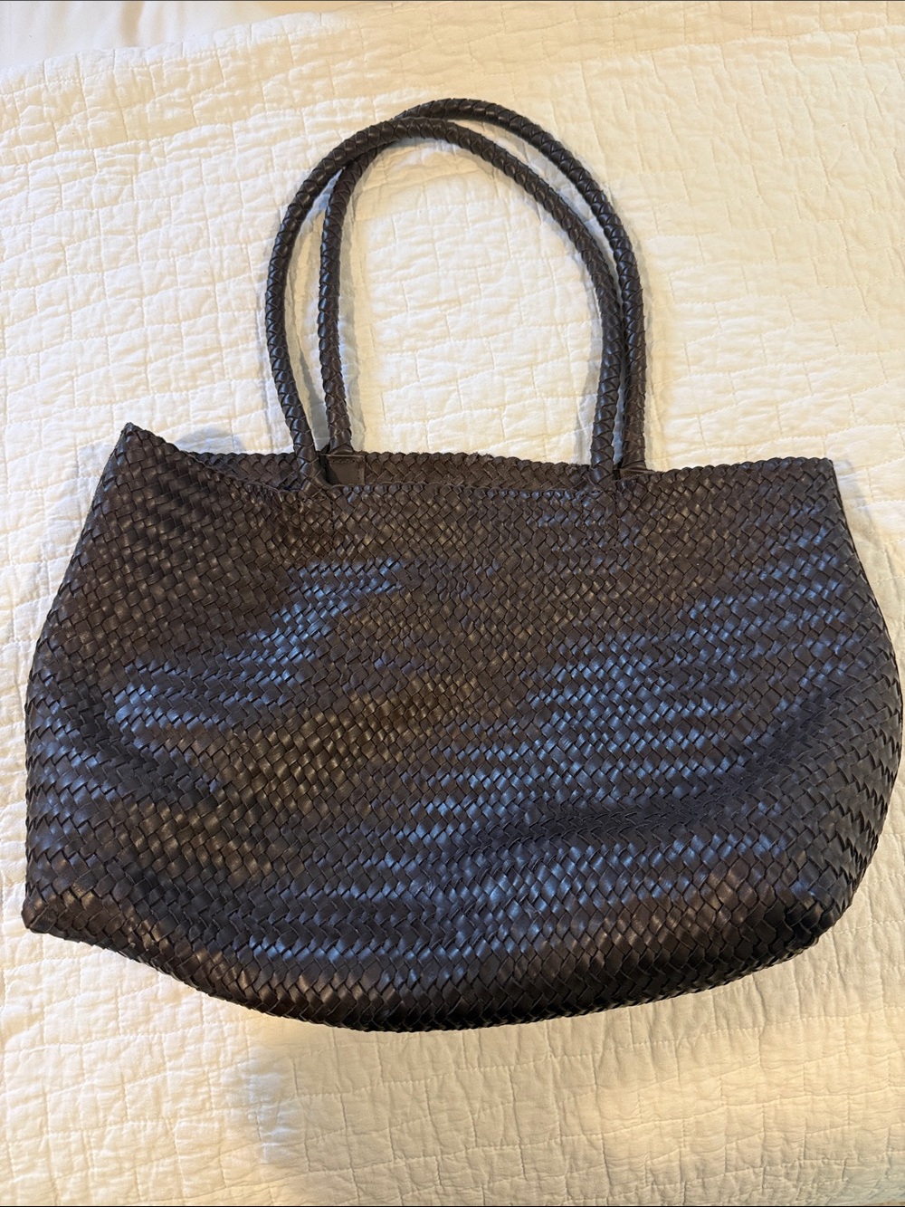Madewell signature Woven Tote Bag - Classic Women’s Carryall, brown leather